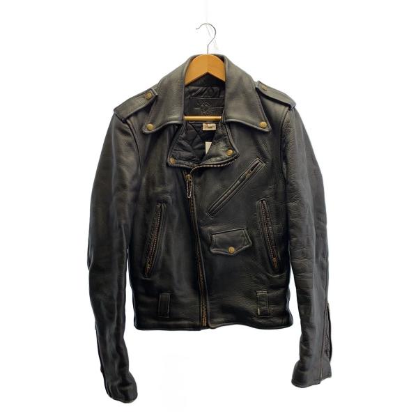 BRANDED GARMENTS◆ダブルライダースジャケット/36/牛革/BLK/80s/使用感有/...