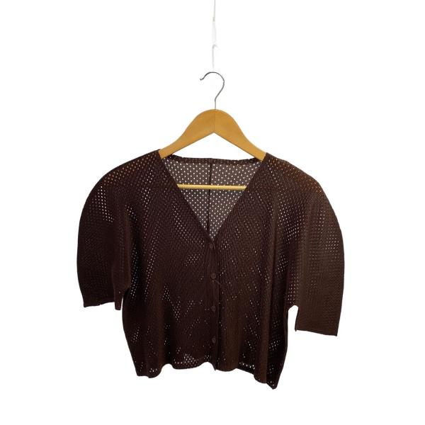 PLEATS PLEASE ISSEY MIYAKE◆カーディガン(薄手)/3/ポリエステル/BRW...