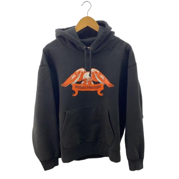MASSES◆SWEAT HOODED FREEDOM WASH/パーカー/S/コットン/BLK/プ...