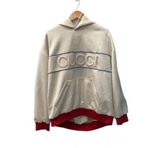GUCCI◆ネオプレン/ストライプ/パーカー/XL/ポリエステル/BEG/無地