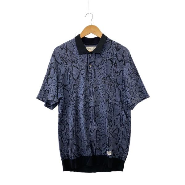 WACKO MARIA◆ポロシャツ/M/コットン/NVY/24SS/PYTHON KNIT POLO...
