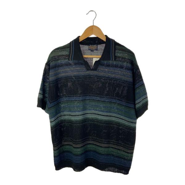 PENDLETON◆ポロシャツ/S/アクリル/BLK/ボーダー/4275-6201