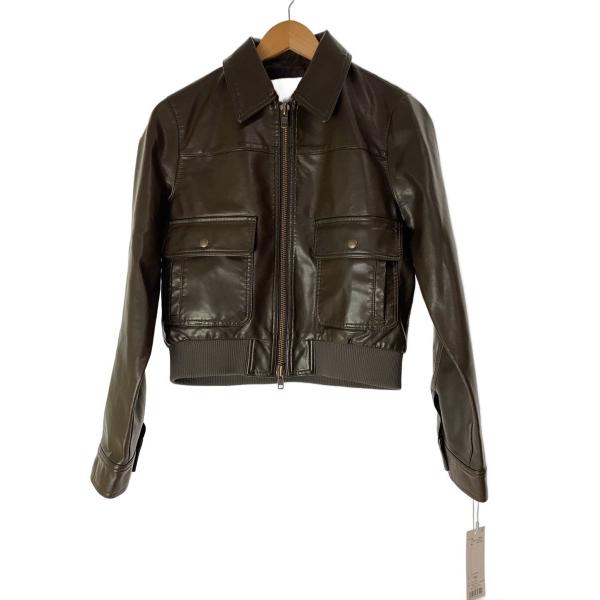 MOUSSY◆レザージャケット・ブルゾン/FREE/レザー/BRW/無地/010JS230-2061