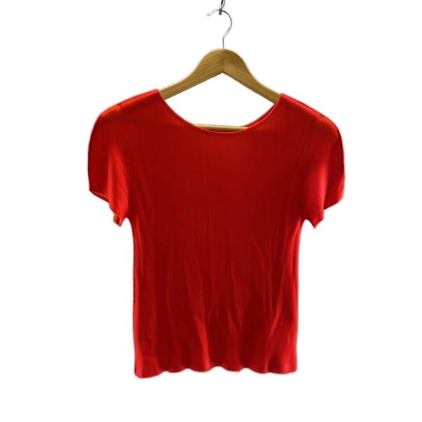 PLEATS PLEASE ISSEY MIYAKE◆トップス/3/ポリエステル/RED/無地/PP...