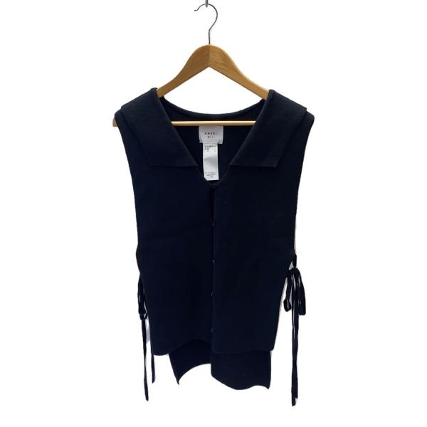 AMERI◆ニットベスト(薄手)/S/コットン/BLK/無地/01210530440