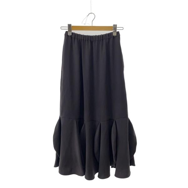 ENFOLD◆O ELASTIC SKIRT/ロングスカート/36/ポリエステル/GRY/無地/30...
