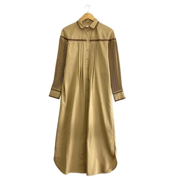 AMERI◆長袖ワンピース/S/ポリエステル/BRW/無地/0282550920