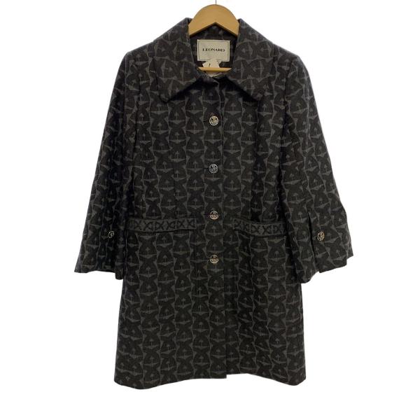 LEONARD◆コート/38/ウール/BLK/総柄/0428741