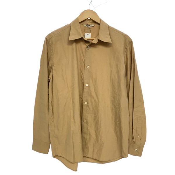 AURALEE◆WASHED FINX TWILL SHIRT/長袖シャツ/3/コットン/CML/無...