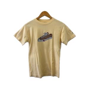 STUSSY◆sneakers print/Tシャツ/S/コットン/YLW/無地