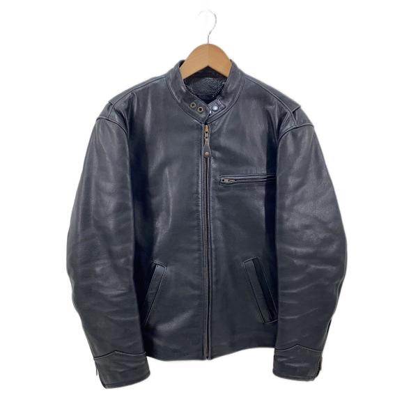 HARLEY DAVIDSON◆80s〜/シングルライダースジャケット/38/レザー/BLK/無地