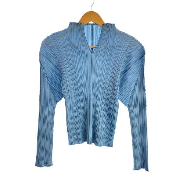 PLEATS PLEASE ISSEY MIYAKE◆長袖ブラウス/3/ポリエステル/BLU/PP3...