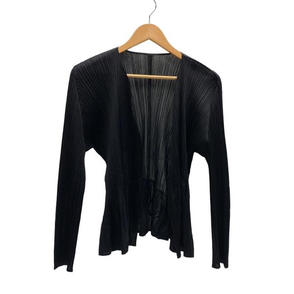 PLEATS PLEASE ISSEY MIYAKE◆カーディガン(薄手)/4/ポリエステル/BLK...