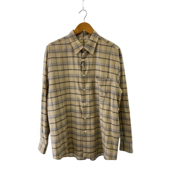AURALEE◆24SS/SUPER LIGHT WOOL CHECK SHIRT/4/ウール/チェ...