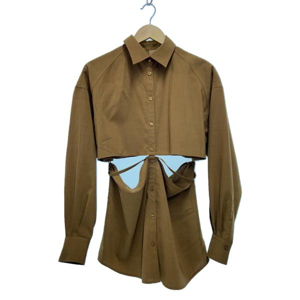 AMERI◆25SS/MANY WAY LINEN LIKE SHIRT/FREE/ポリエステル/0...