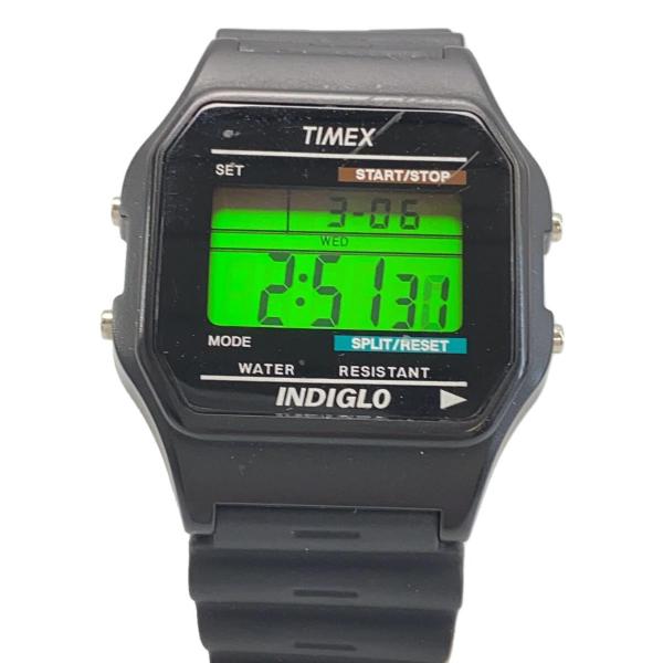 TIMEX◆クラシックデジタル/ソーラー腕時計/デジタル/ラバー/BLK/TW2U84000