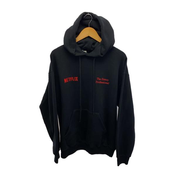 ENNOY◆NETFLIX/パーカー/L/コットン/BLK/AW23BRENCT02NTL