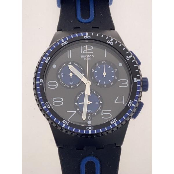 SWATCH◆KAICCO/クロノグラフ/クォーツ腕時計/アナログ/ラバー/BLK/BLK