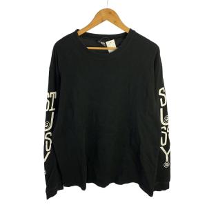 STUSSY◆長袖Tシャツ/XL/コットン/ブラック/ロンT
