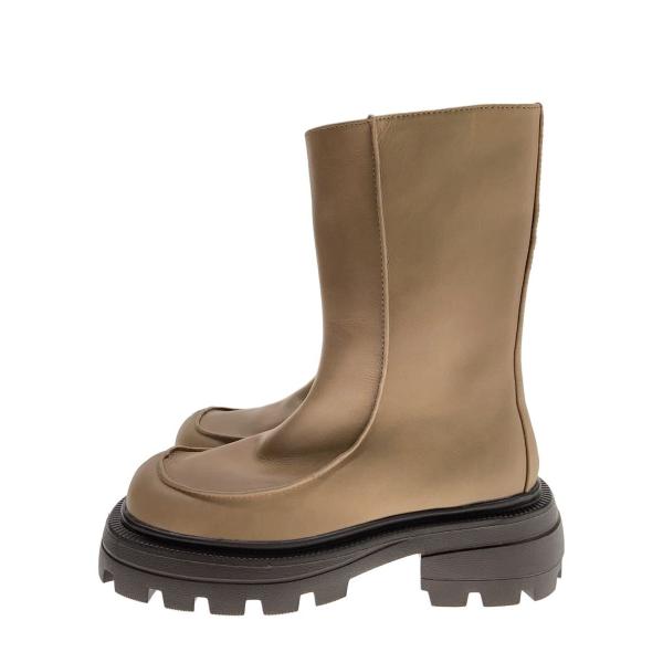 AMERI◆ブーツ/S/BEG/レザー/shark sole square boots