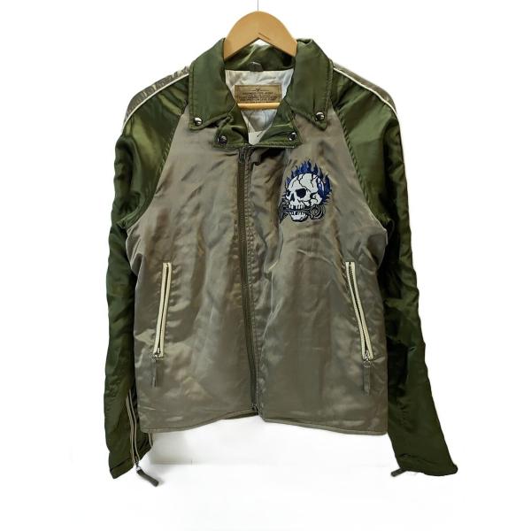 AVIREX◆スカジャン/L/レーヨン/GRN/6162034