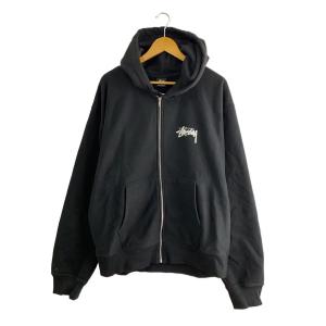 STUSSY◆23AW/CLASSIC DOT ZIP HOODIE/XL/コットン/ブラック//