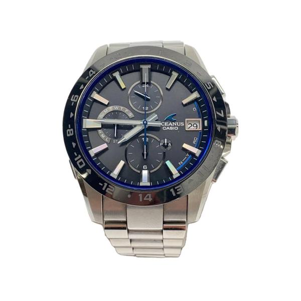 CASIO◆ソーラー腕時計・OCEANUS/アナログ/チタン/SLV/SLV