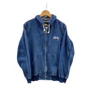 STUSSY◆デニムジップフーディー/ジャケット/M/デニム/IDG/バック刺繍ロゴ