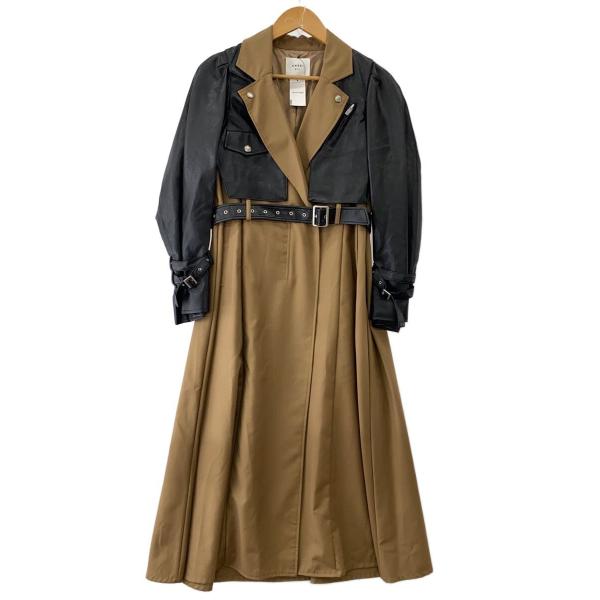 AMERI◆コート/S/ポリエステル/BEG/無地