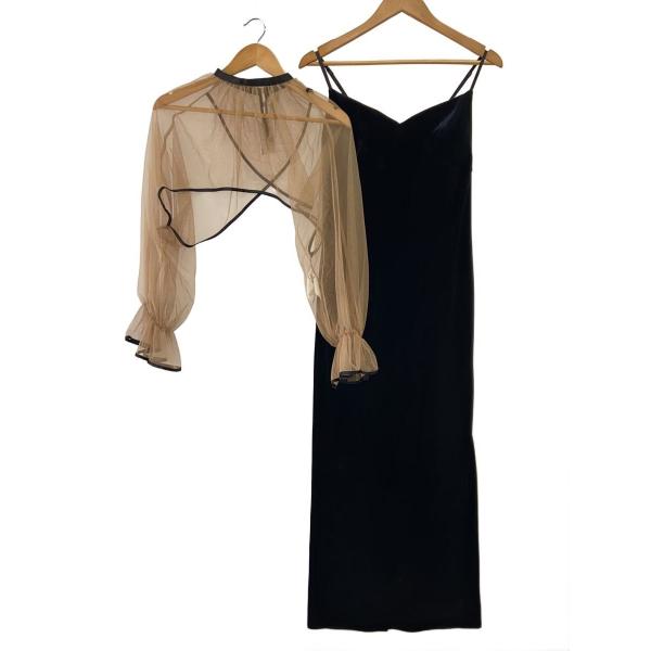 AMERI◆MANY WAY AIRY VEIL DRESS/M/ポリエステル/BLK/011205...