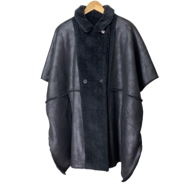 AMERI◆REVERSIBLE BOA PONCHO COAT/コート/FREE/BLK/0122...