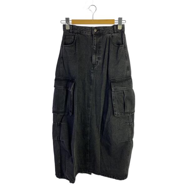 AMERI◆ロングスカート/25/コットン/BLK/無地/0124209910411