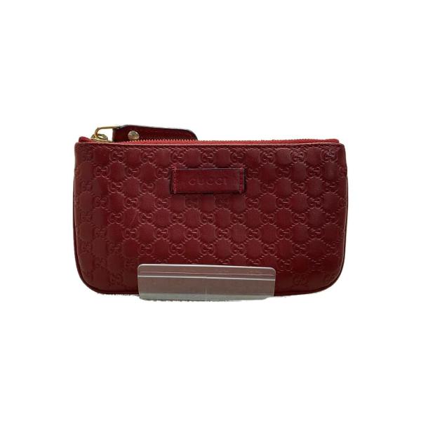 GUCCI◆コインケース_マイクログッチシマ/レザー/RED/レディース