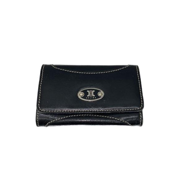 CELINE◆カードケース/レザー/BLK/無地/レディース/CE00/12