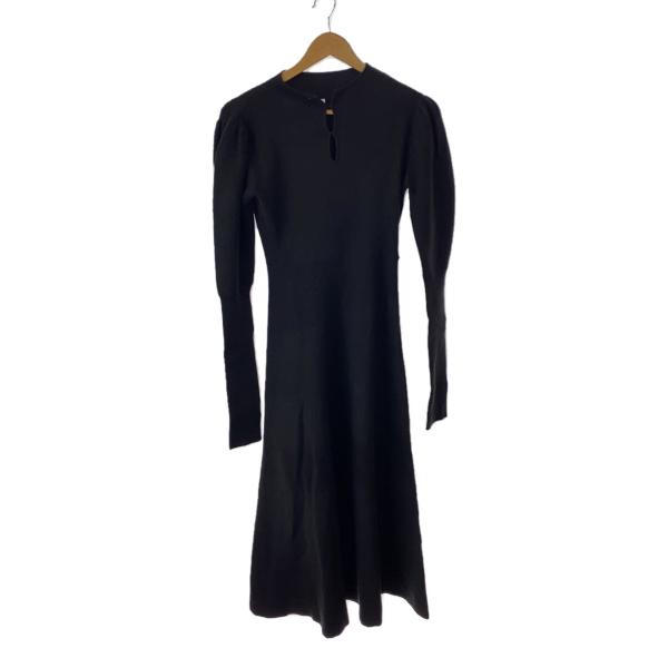 AMERI◆長袖ワンピース/S/アクリル/BLK/無地/02220590670//