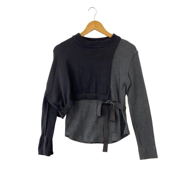 AMERI◆ニット・セーター(厚手)/--/コットン/BLK/無地/0282120100