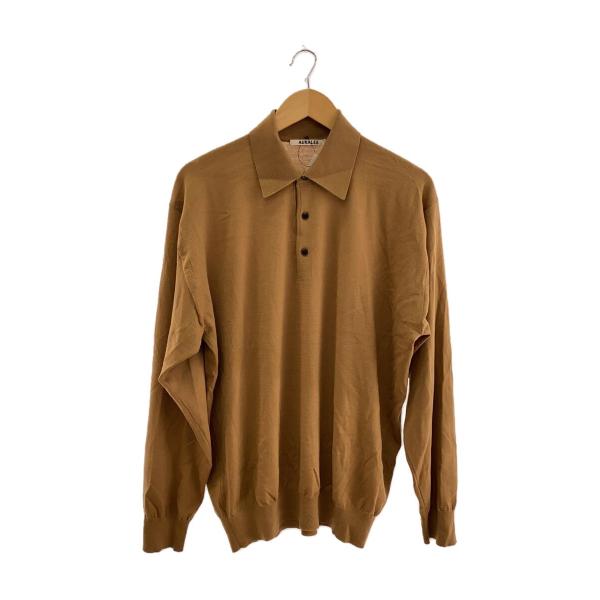 AURALEE◆ポロシャツ/4/ウール/キャメル/無地/A24AP02BW