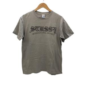 STUSSY◆Tシャツ/M/コットン/グレー/INTERNATIONAL RESPECT/USA製/シミ汚れ着用感有//