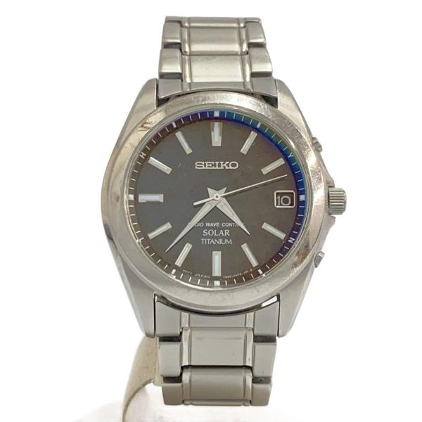 SEIKO◆ソーラー腕時計/スピリット/アナログ/ステンレス/BLK/SLV/7B52-0AK0//
