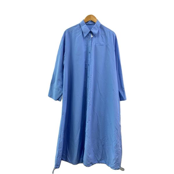 AMERI◆シャツワンピース/S/ポリエステル/BLU/無地/01410580100
