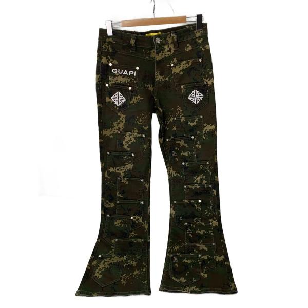 GUAPI◆camo pockets flared denim/30/コットン/GRN/カモフラ