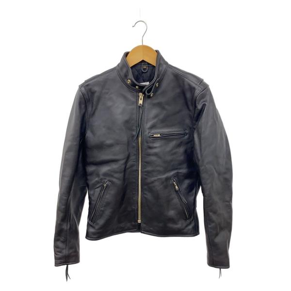 FREEDOM◆シングルライダースジャケット/34/レザー/BLK/無地