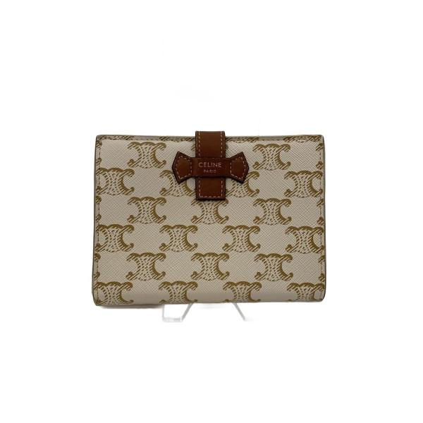 CELINE◆2つ折り財布/PVC/WHT/総柄/レディース/トリオンフ