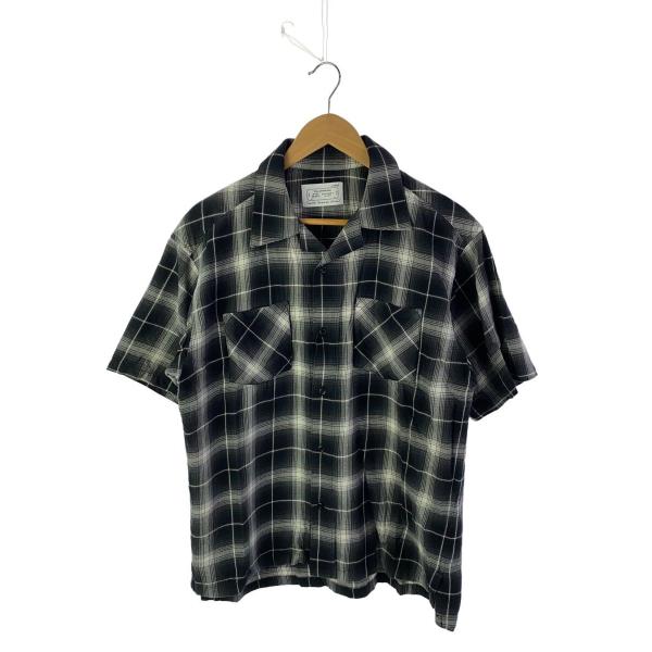 MIYAGIHIDETAKA◆半袖シャツ/L/コットン/BLK/チェック/RAFU