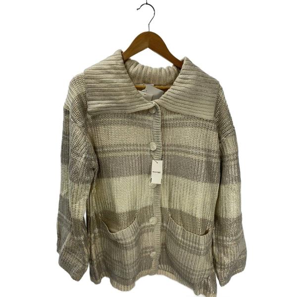 AMERI◆カーディガン(薄手)/FREE/コットン/SLV/無地/GLITTER PRINT KN...