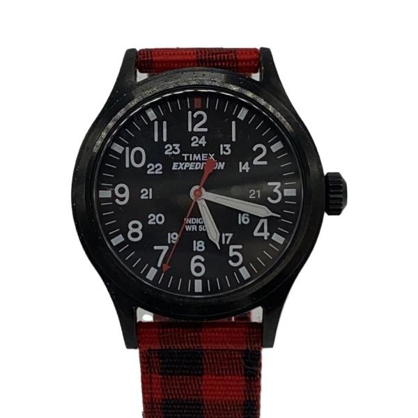 TIMEX◆クォーツ腕時計/アナログ/ナイロン/BLK/RED/WR-50M
