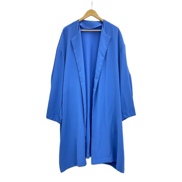 AMERI◆ノーカラージャケット/ロング羽織/コート/S/ポリエステル/BLU/無地/0121073...