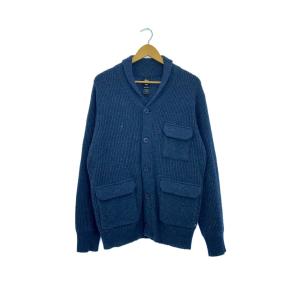 STUSSY◆ショールカラー/カーディガン(厚手)/M/ウール/NVY/無地