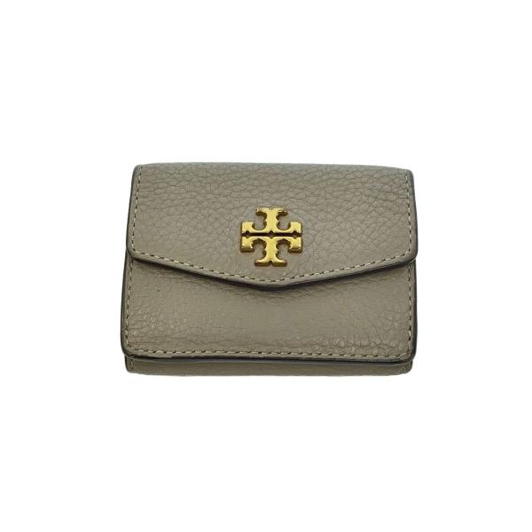 TORY BURCH◆3つ折り財布/レザー/GRY/無地/レディース/10005625