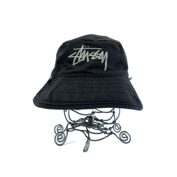 STUSSY◆80s/OLD STUSSY/バケットハット/BLK/無地/メンズ